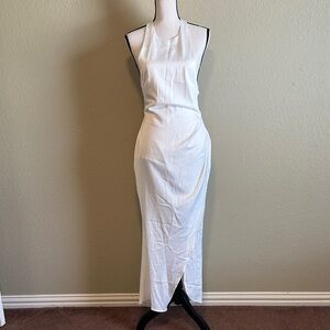 Elegant Papolane Formal White Halter Dress